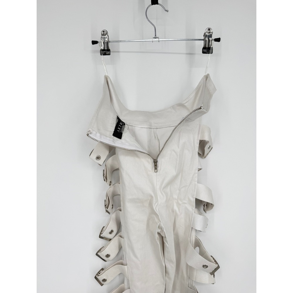 NEW Akira Hit With The Bullish Exposed Pant White Buckle Cut Out Y2K Rave Medium - Picture 7 of 10